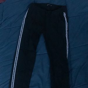 4 white striped black pants